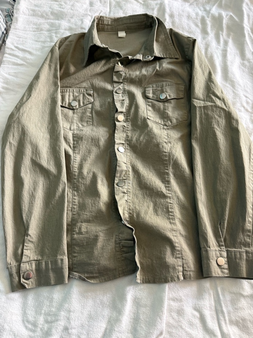 Women’s Olive Green - Lightweight Button-Up. Cute as an over top.